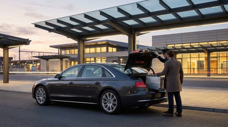 Chauffeur privé attendant à la gare Part-Dieu à Lyon, service VTC 24h/24