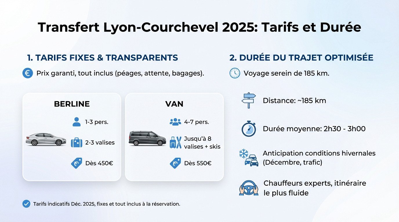 Chauffeur privé VTC conduisant sur une route enneigée vers Courchevel