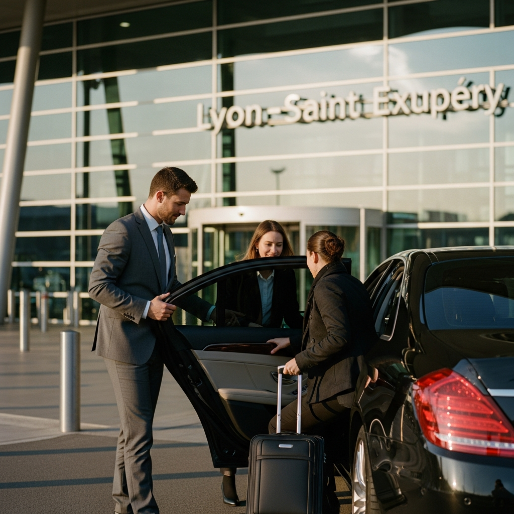 Aéroport Lyon Saint-Exupéry avec Lyon VTC — avec chauffeur professionnel en costume