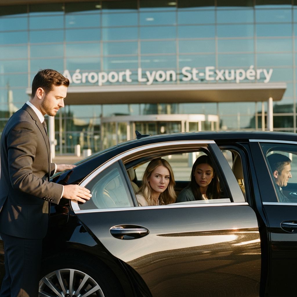 Aéroport Lyon Saint-Exupéry avec Lyon VTC — en berline Mercedes Classe E premium