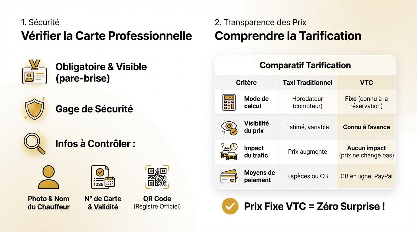Chauffeur VTC Lyon présentant sa carte professionnelle pour un trajet sécurisé