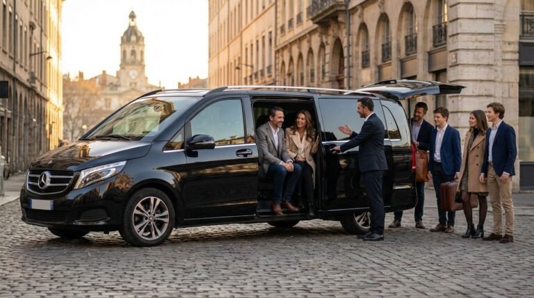 Mercedes Classe V van for group transport in Lyon, accommodating 7 passengers comfortably.