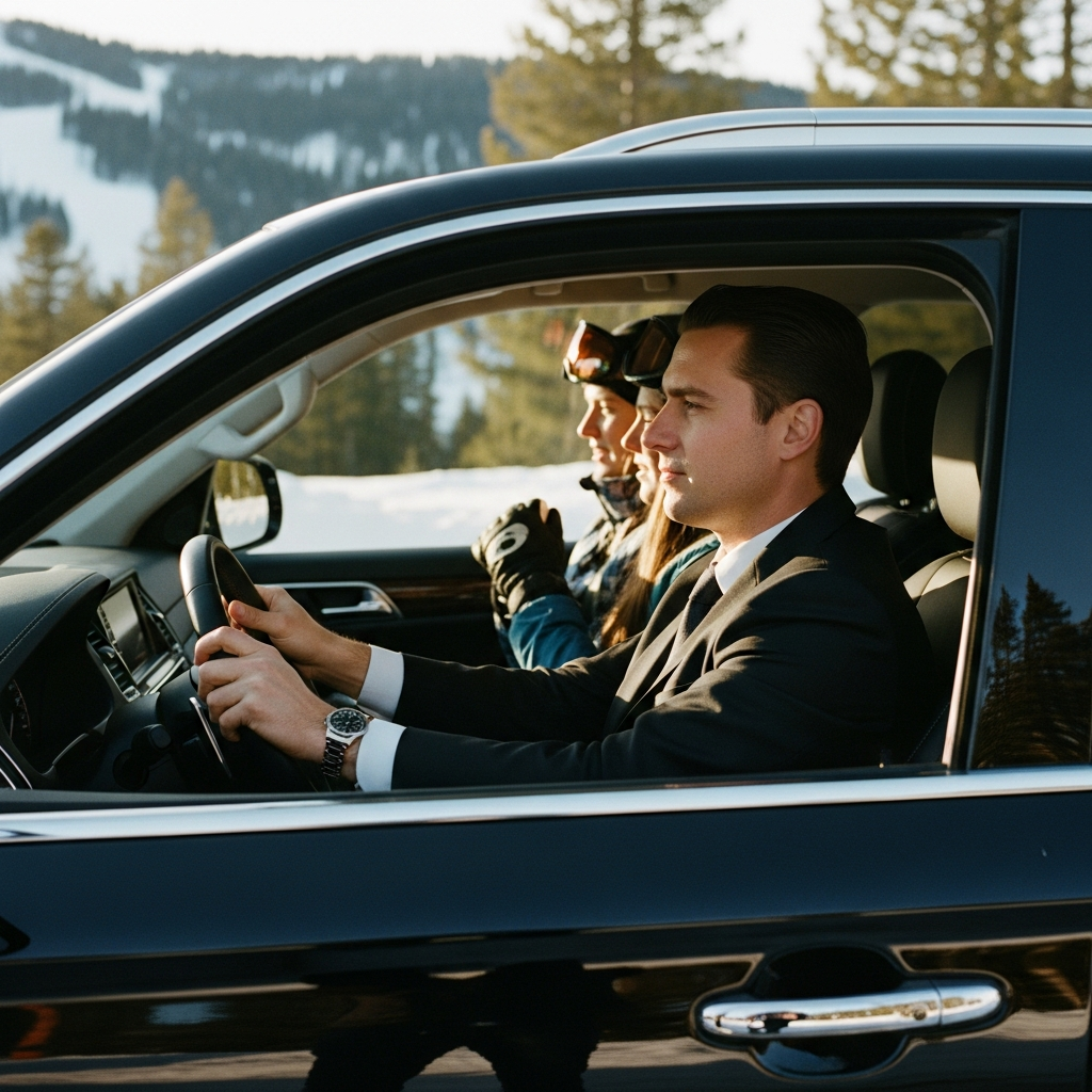 Lyon – Trois Vallées avec Lyon VTC — déplacement haut de gamme avec chauffeur en costume sombre
