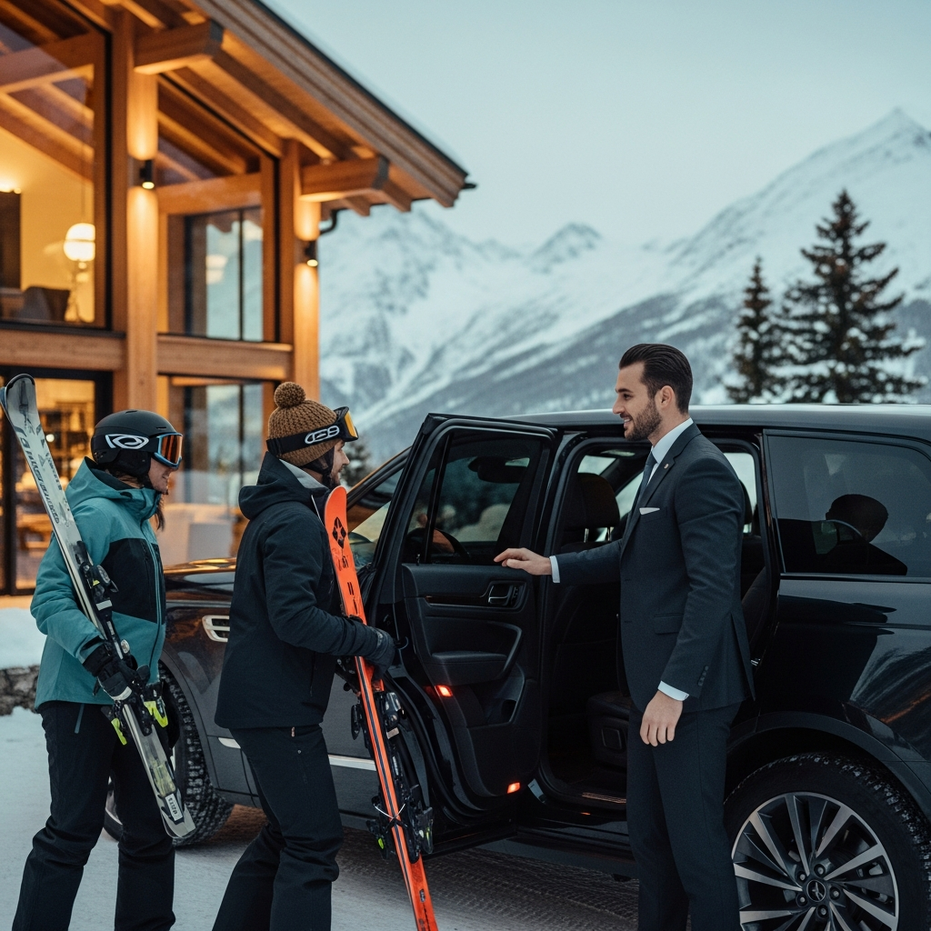 Lyon — Val Thorens avec Lyon VTC — déplacement haut de gamme avec chauffeur en costume sombre