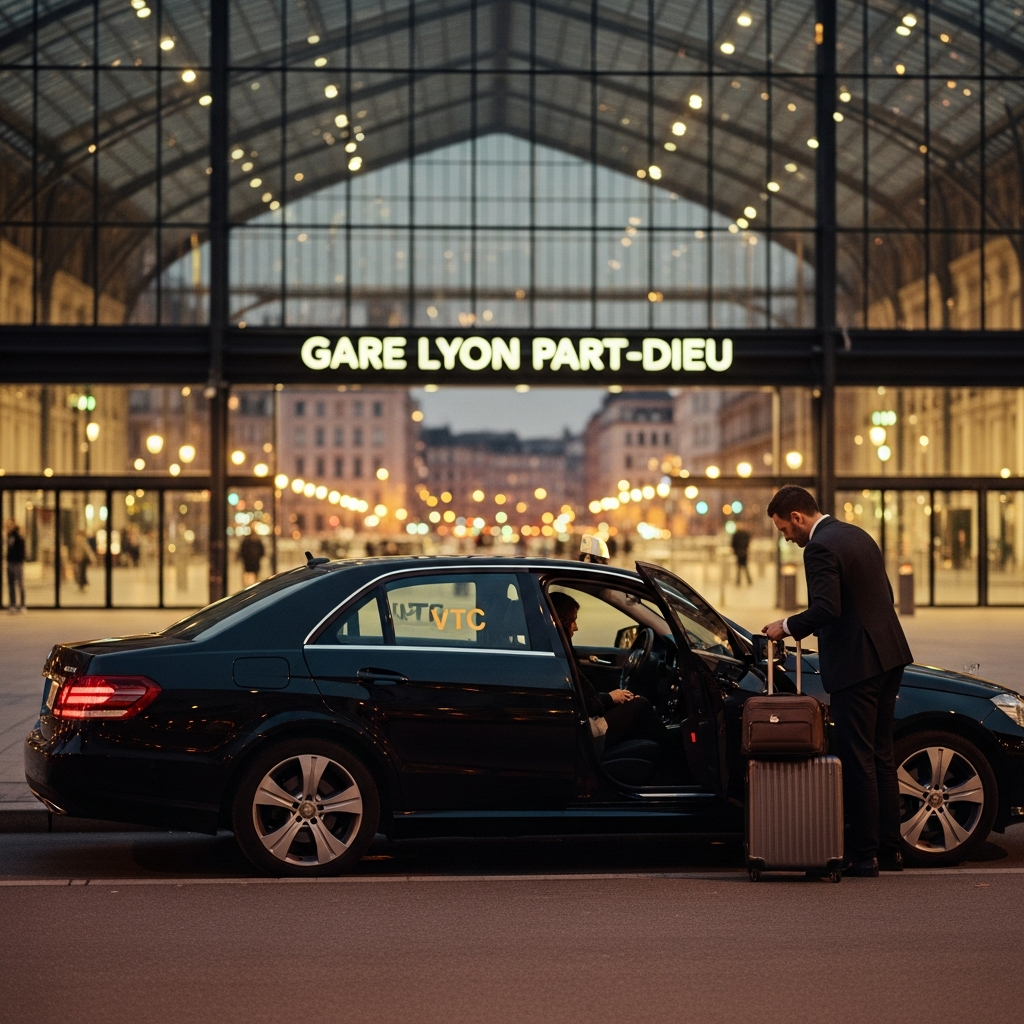 Transfert Gare Lyon avec Lyon VTC — avec chauffeur professionnel en costume