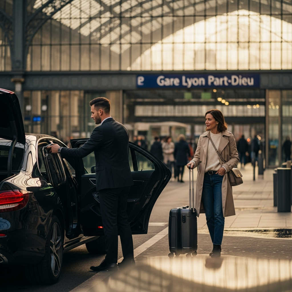 Transfert Gare Lyon avec Lyon VTC — Mercedes Classe V à 7 places pour transport de groupe
