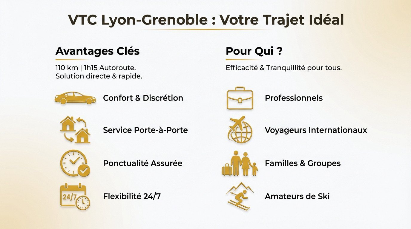 Chauffeur privé VTC assurant un transfert confortable et ponctuel entre Lyon et Grenoble