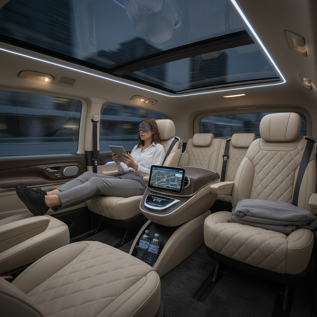 Intérieur luxueux du Mercedes Classe V - Lyon VTC transport haut de gamme