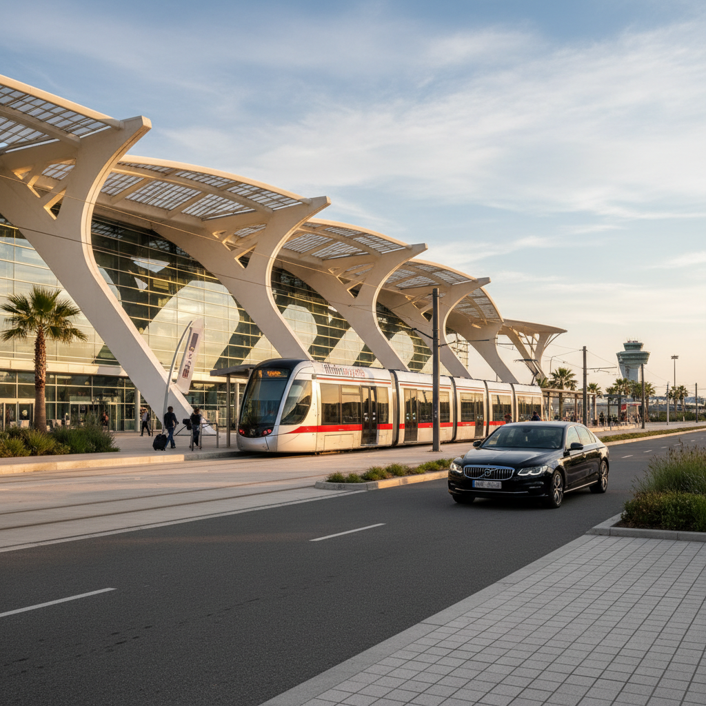 Aéroport Lyon Saint-Exupéry avec le Rhônexpress et un VTC