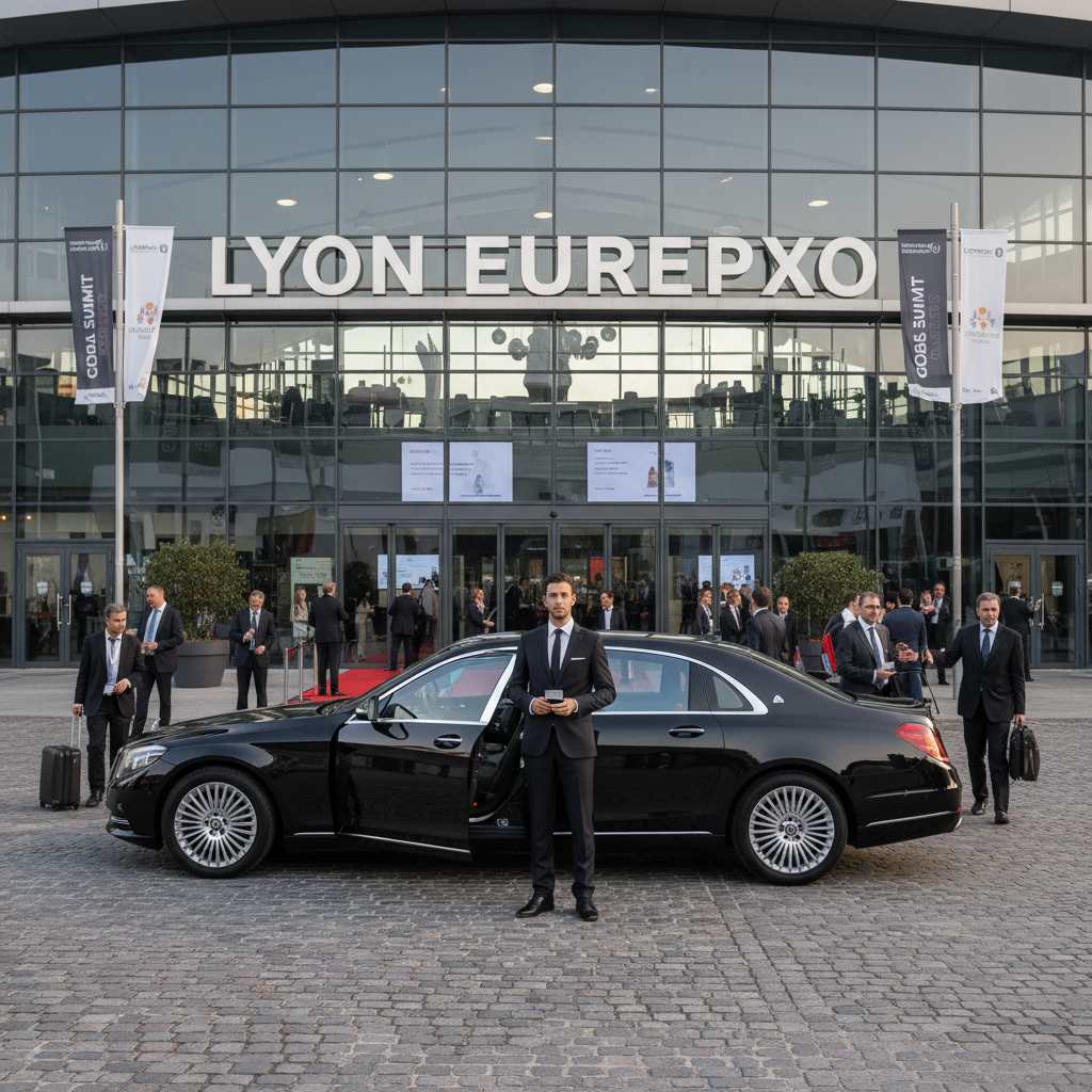 Chauffeur privé devant le centre de congrès Eurexpo à Lyon