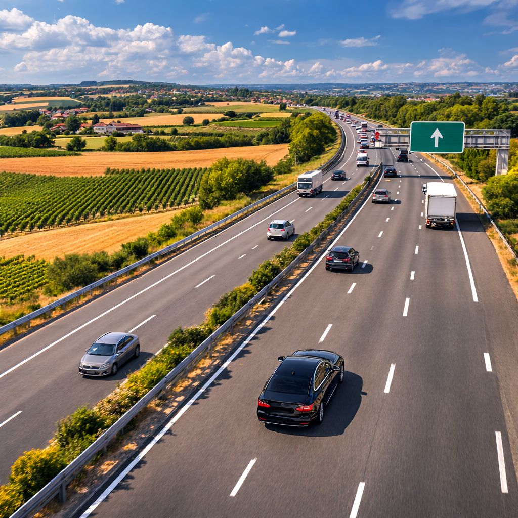 Chauffeur privé Lyon VTC, berline Mercedes pour trajet longue distance dans le Rhône