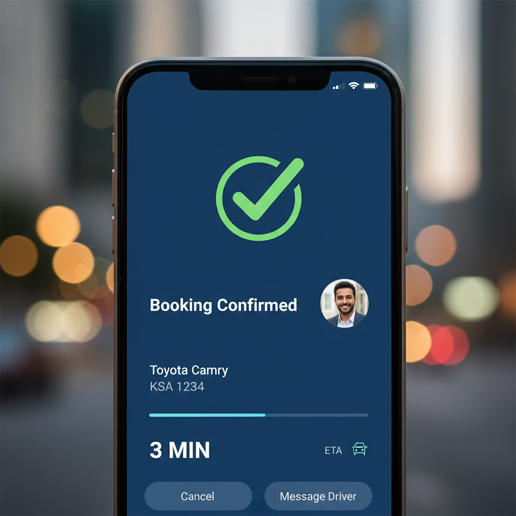 Notification de confirmation de réservation VTC sur smartphone