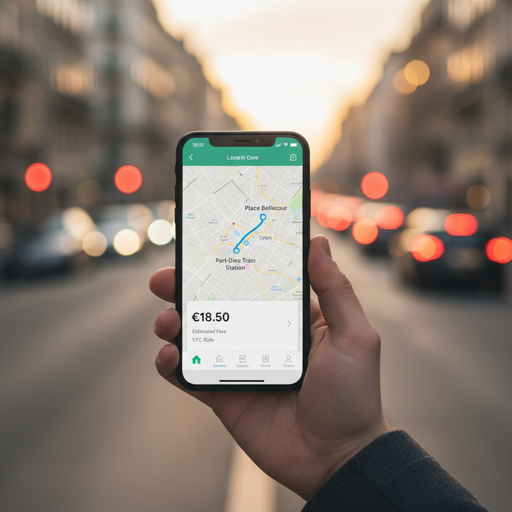 Estimation du tarif VTC à Lyon sur smartphone avant réservation