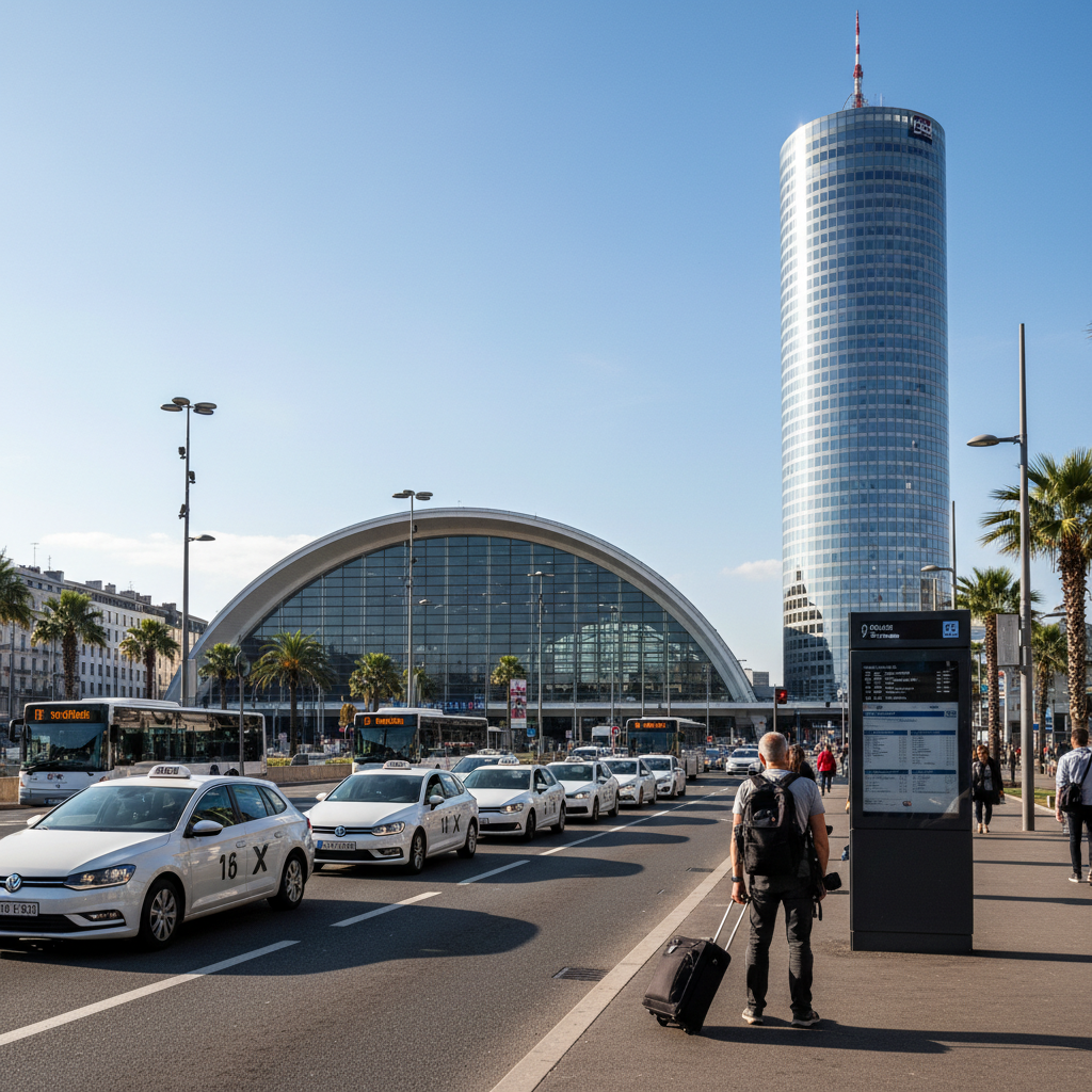 Gare de Lyon Part-Dieu avec les différentes options de transport vers l’aéroport