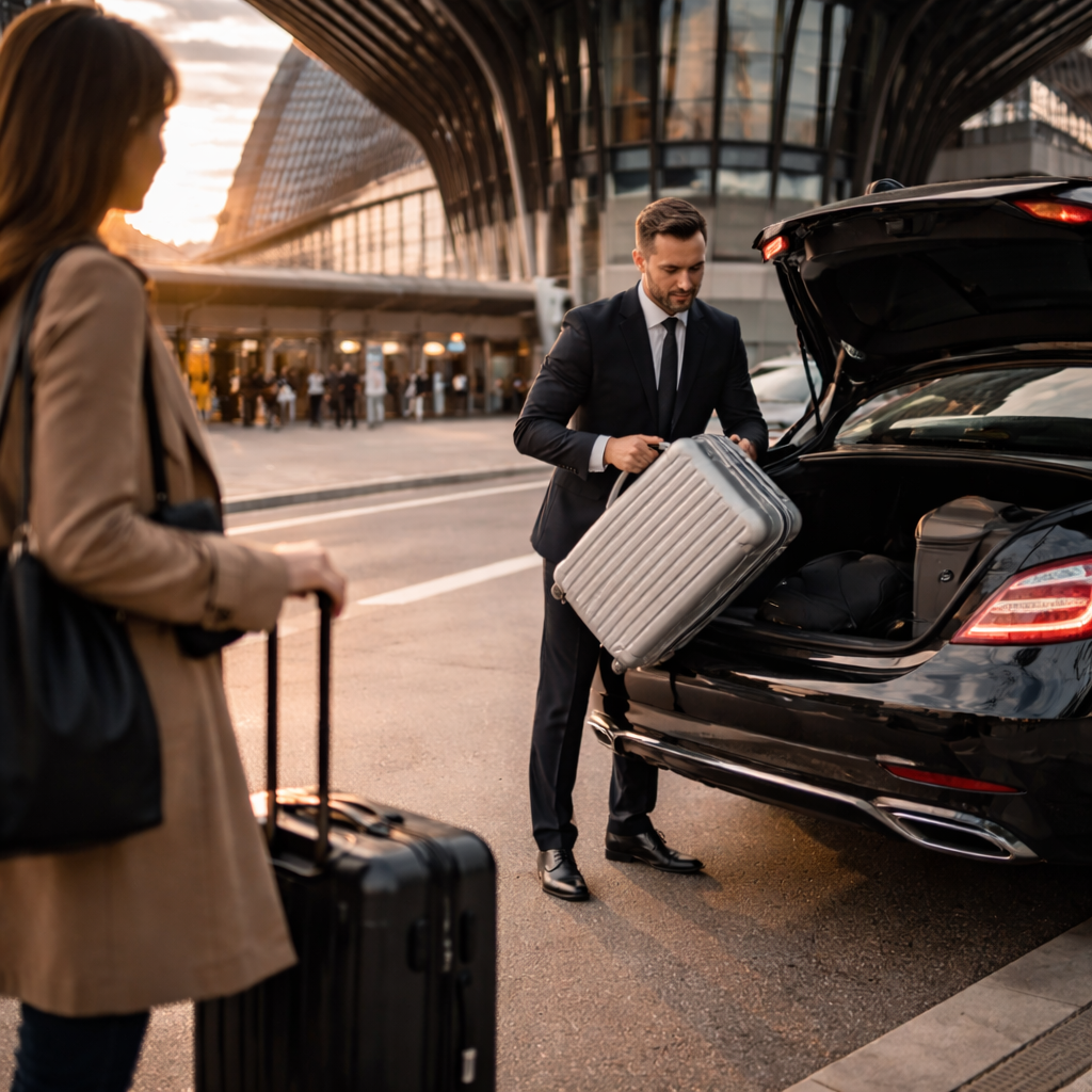 Navette aéroport Lyon Saint-Exupéry en berline VTC avec chauffeur privé