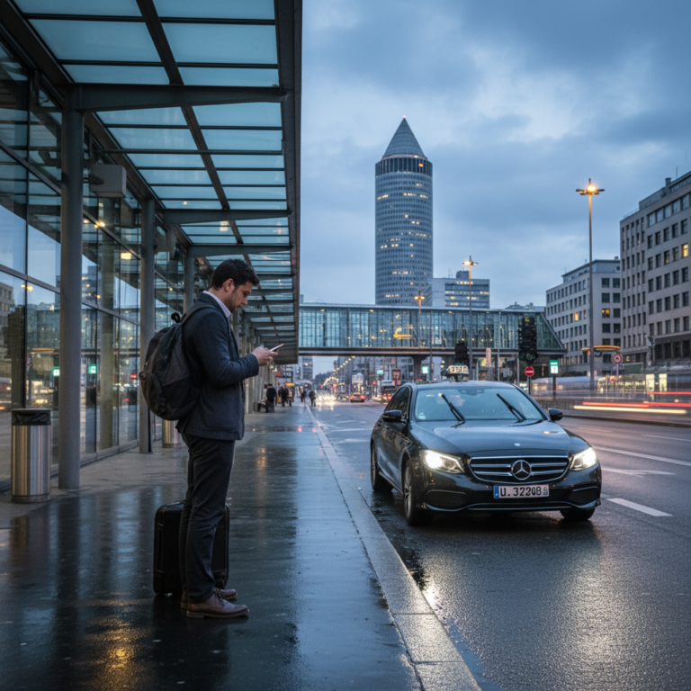 Station de taxi à Lyon Part-Dieu avec une berline VTC en alternative