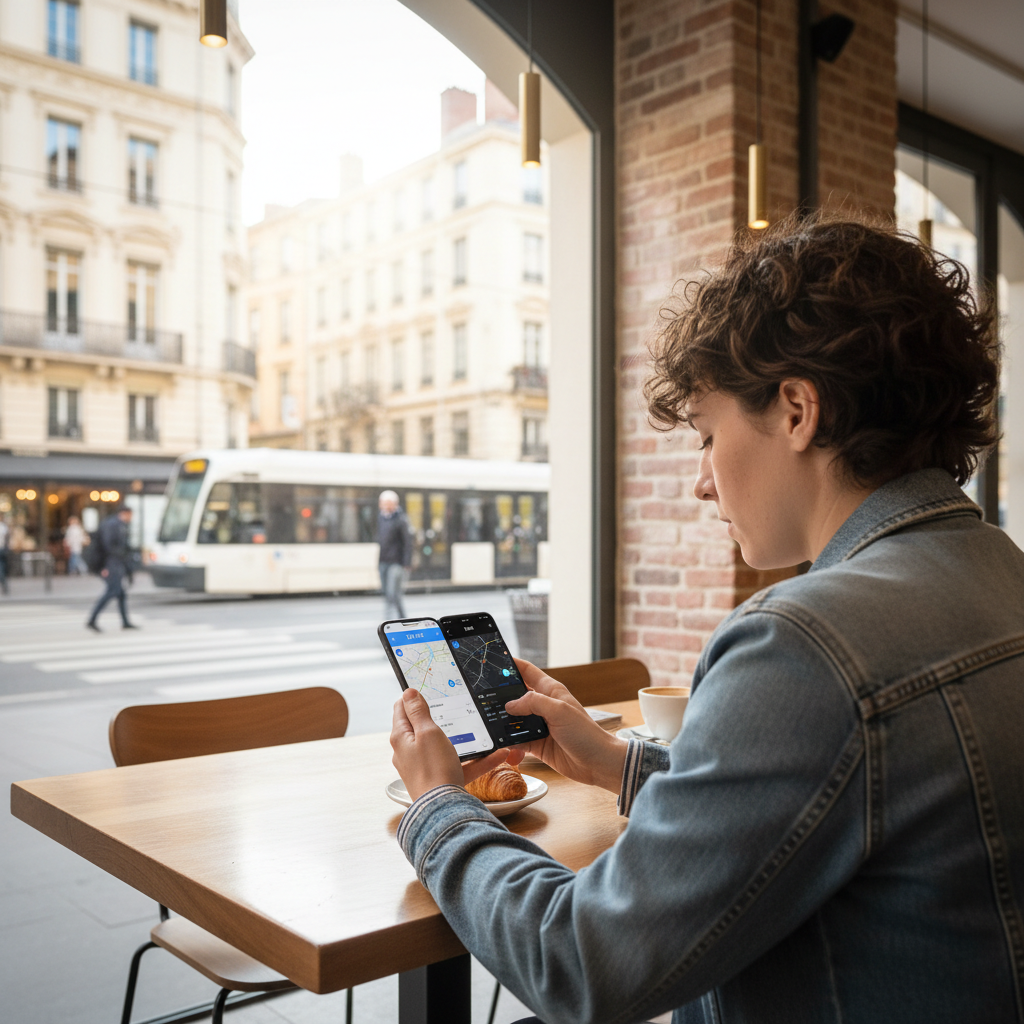 Comparaison des applications de réservation taxi et VTC à Lyon sur smartphone