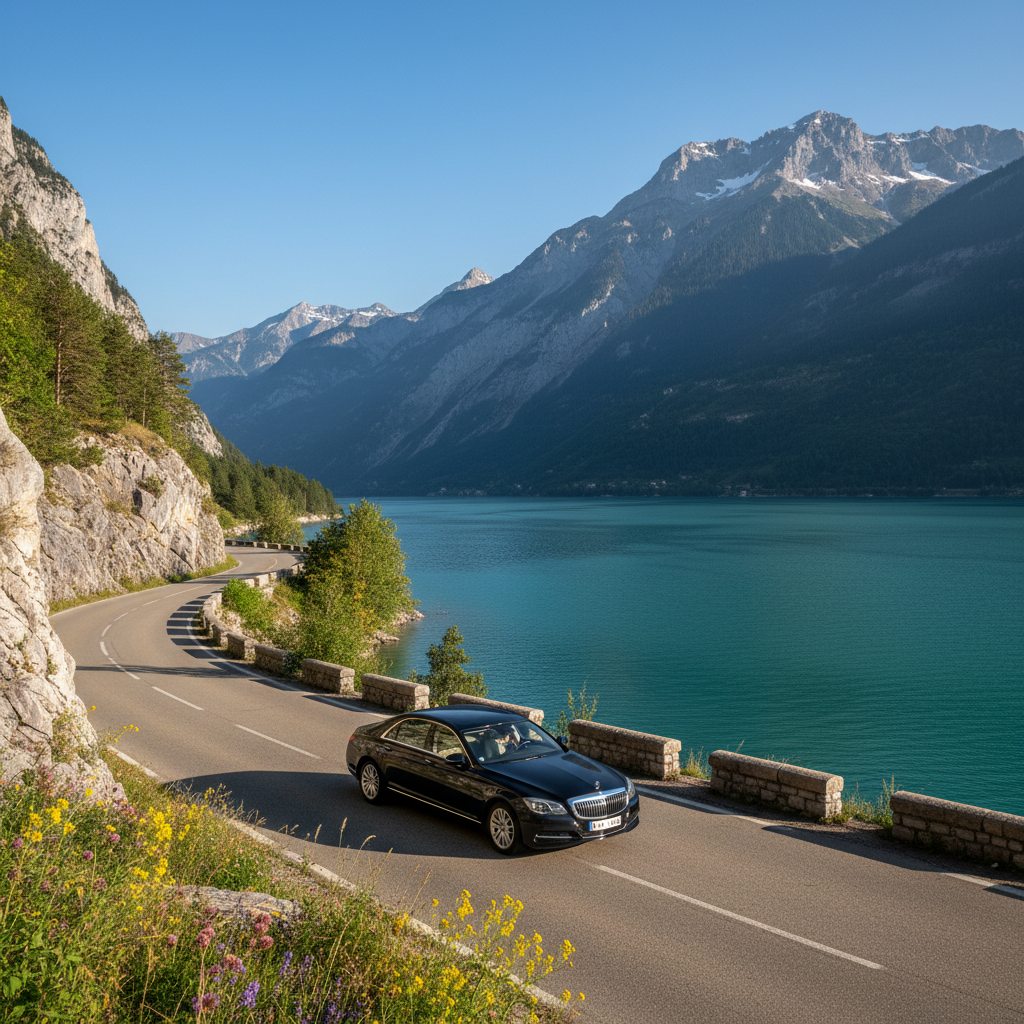 Route panoramique le long du lac du Bourget entre Lyon et Aix-les-Bains