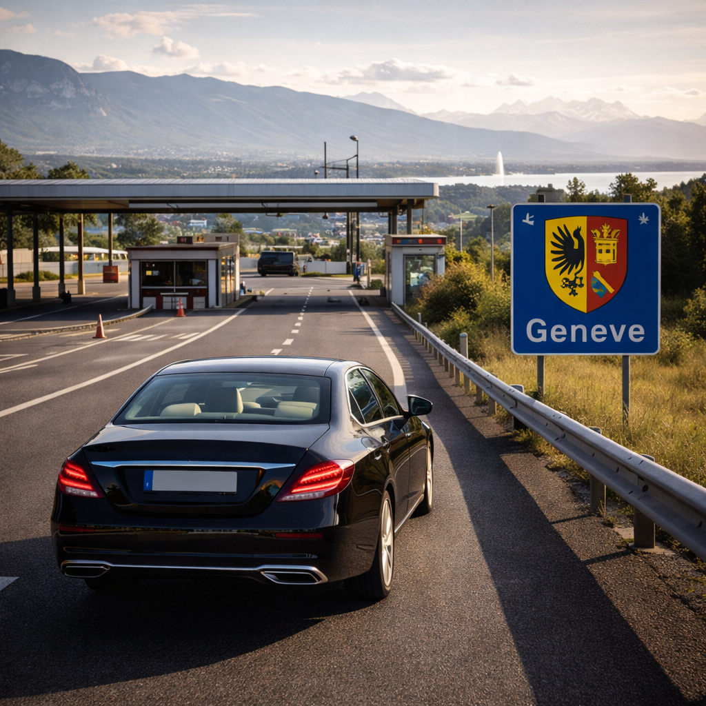 Trajet Lyon Genève en berline, frontière suisse et lac Léman avec chauffeur privé