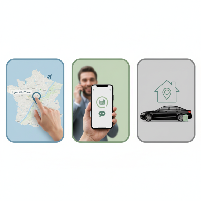 Trois étapes pour réserver un VTC à Lyon — transport sur mesure en voiture avec chauffeur