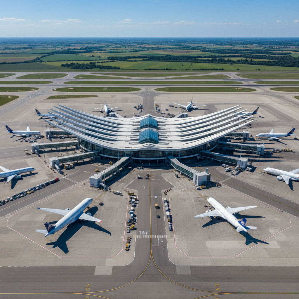 Vue aérienne de l’aéroport Lyon Saint-Exupéry