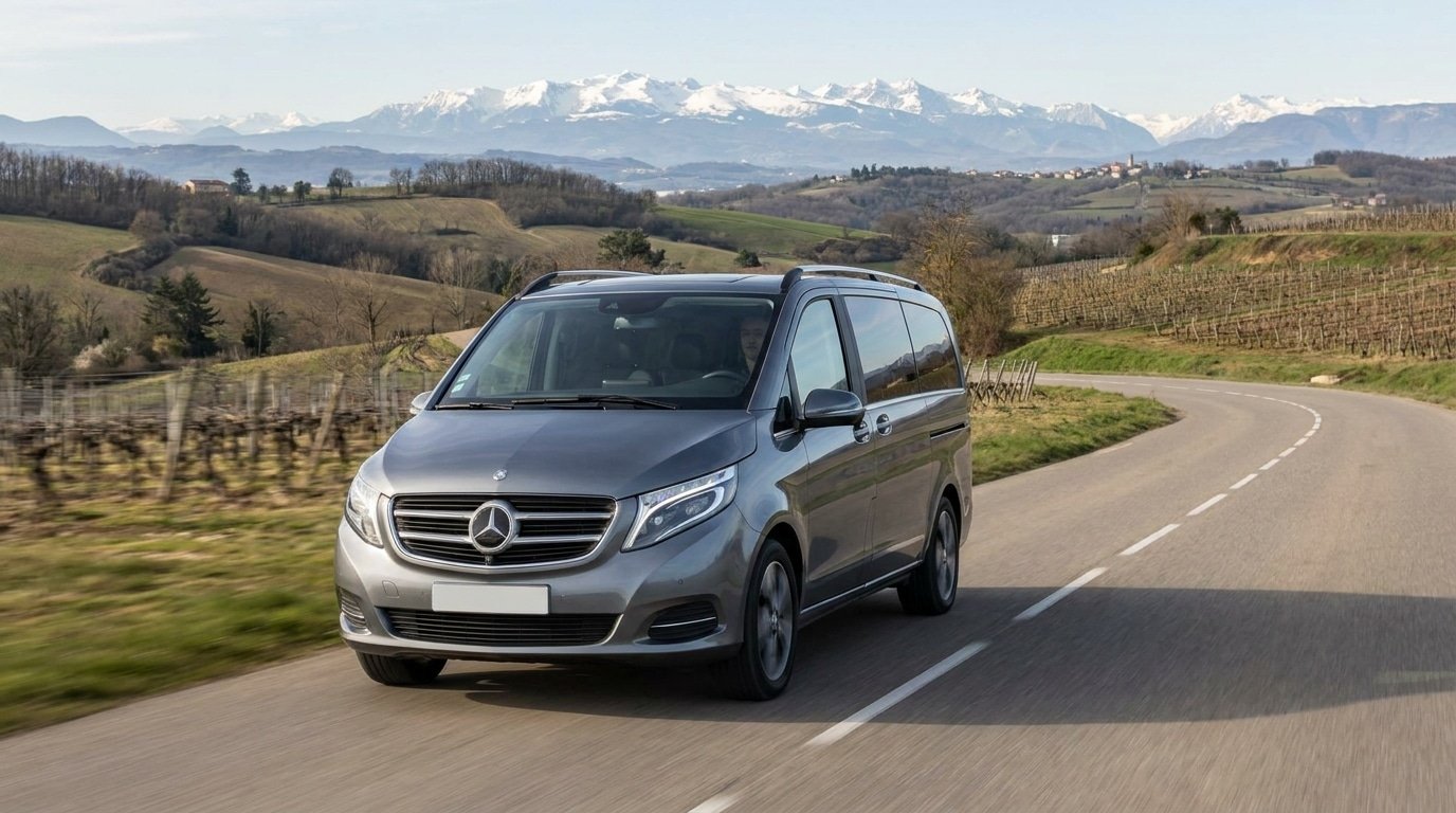 Van Mercedes Classe V prêt pour un trajet longue distance au départ d'Oullins